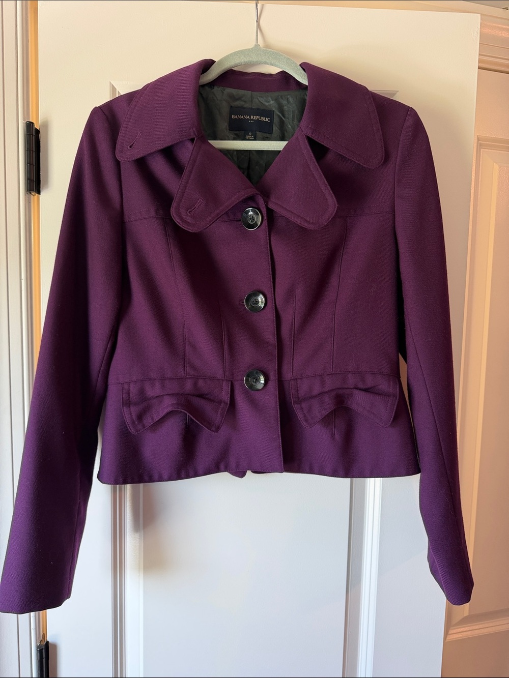 Banana Republic Plum Notch-Collar Wool Blend Jacket